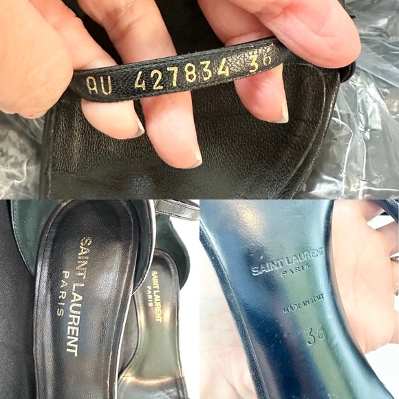 Auth SAINT LAURENT Skinny Strap High Heels Black Leather Sandals w/ Box, 36 - Picture 4 of 16